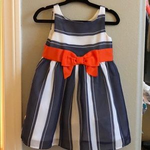 Janie & jack navy white and orange chiffon dress